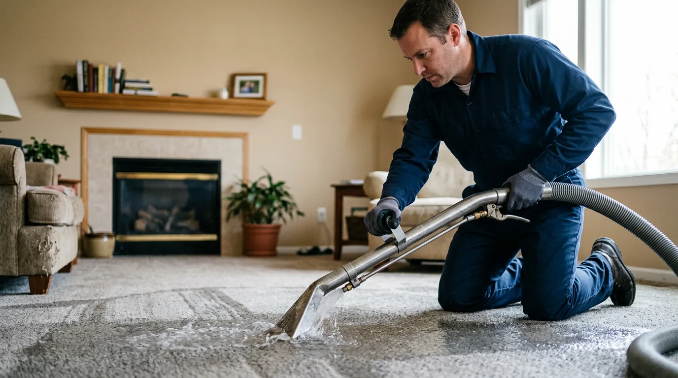 Water damage restoration technician working near New Berlin, WI